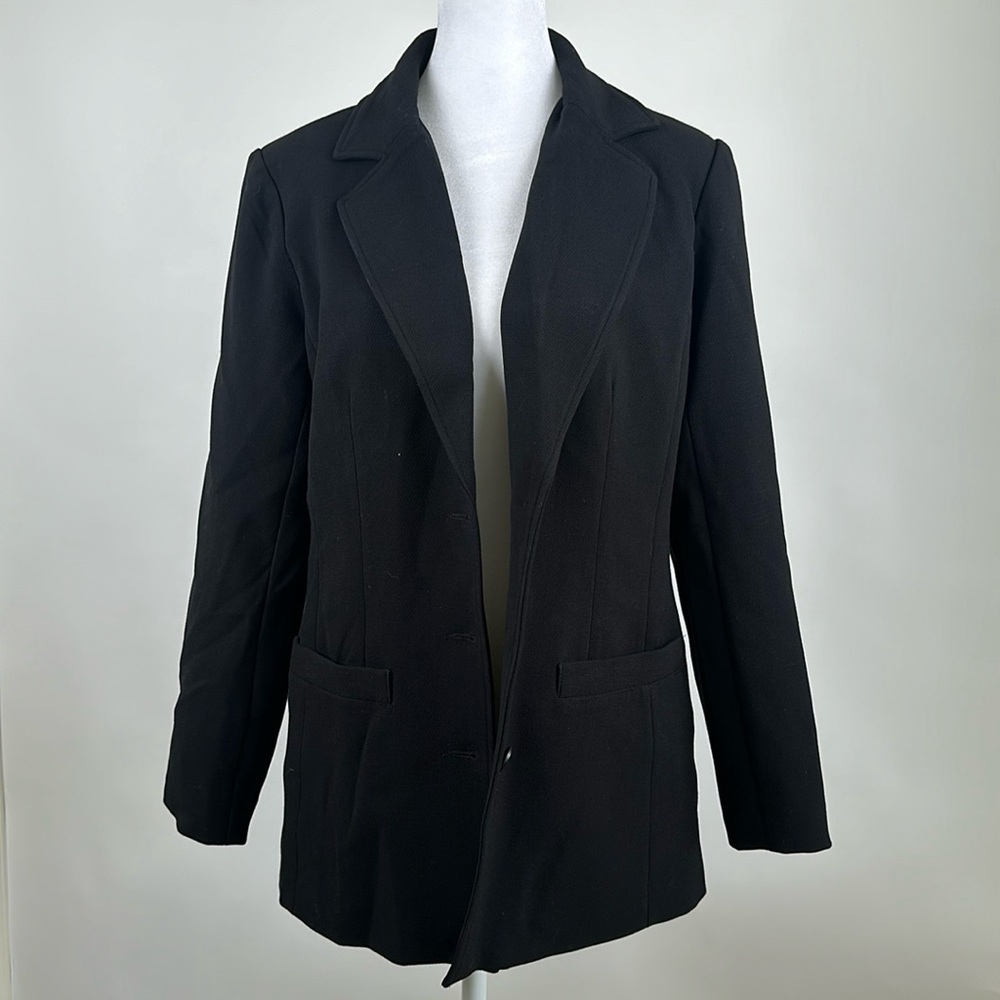 Linea By Louis Dell’Olio Black Ponte Knit Blazer Jacket Women's Size 4 NWOT
